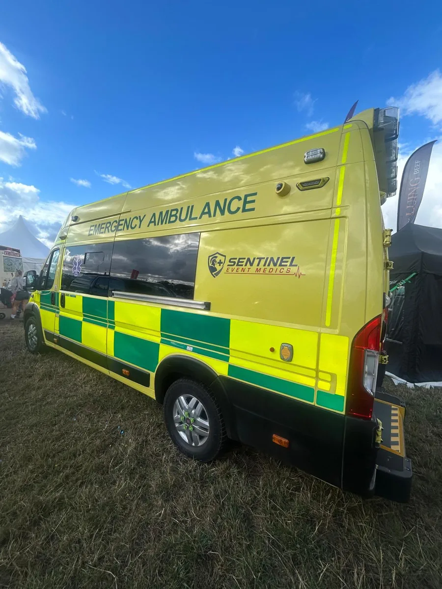 Sentinel Event Medics emergency ambulance on duty at a summer show ground